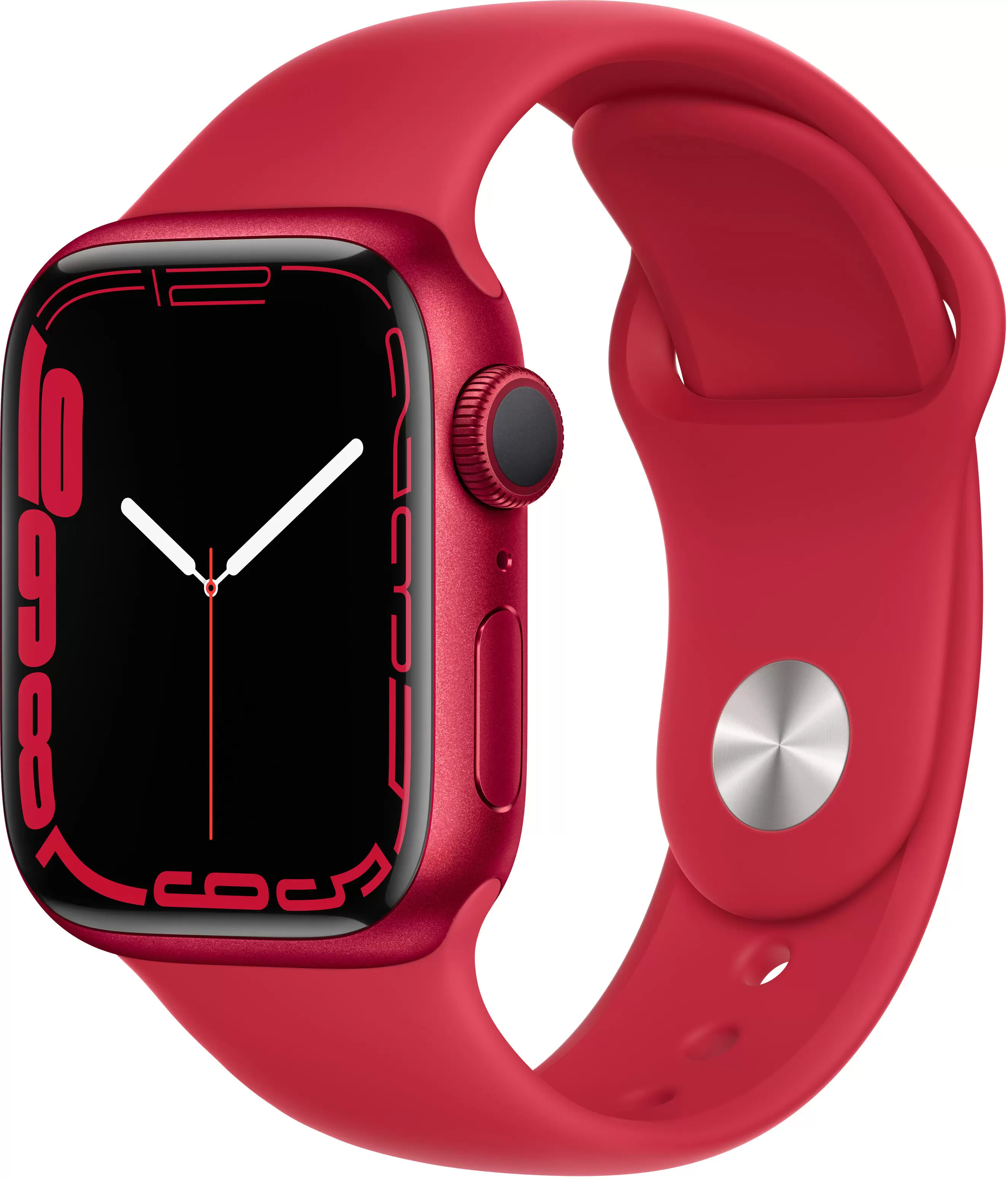 Apple Watch Series 7, 41 мм, корпус из алюминия красного цвета, спортивный ремешок красного цвета